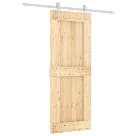 vidaXL Porta Scorrevole con Set Hardware 80x210 cm Legno Massello Pino