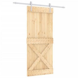 vidaXL Porta Scorrevole con Set Hardware 90x210 cm Legno Massello Pino