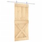 vidaXL Porta Scorrevole con Set Hardware 90x210 cm Legno Massello Pino