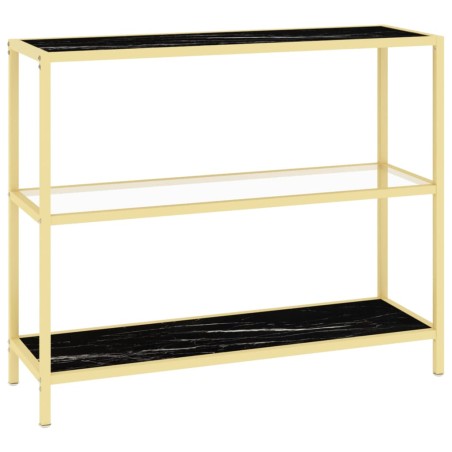 vidaXL Scaffale Marmo Nero e Trasparente 100x36x90 cm Vetro Temperato