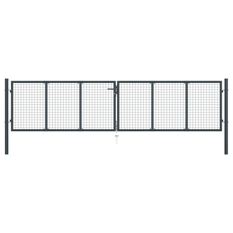 vidaXL Cancello per Giardino in Acciaio Zincato 400x125cm Grigio vidaXL Cancello per Giardino in Acciaio Zincato 400x125cm Grigio