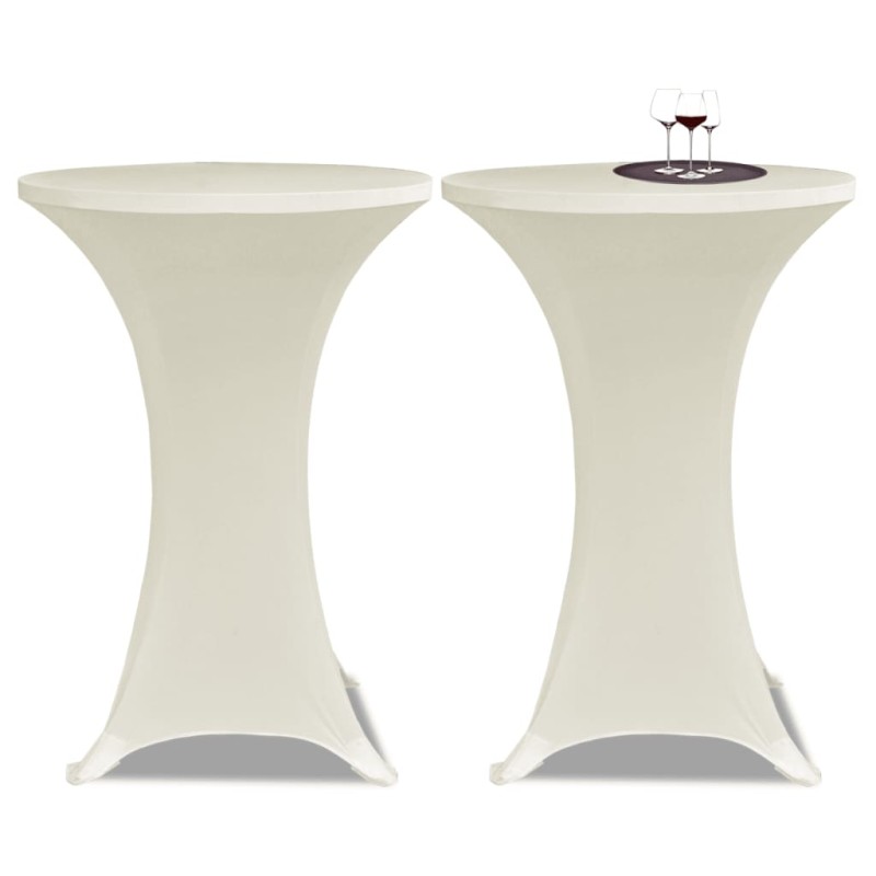 Copritavolo ?80 cm Crema Tessuto elasticizzato 2 pezzi Copritavolo ?80 cm Crema Tessuto elasticizzato 2 pezzi