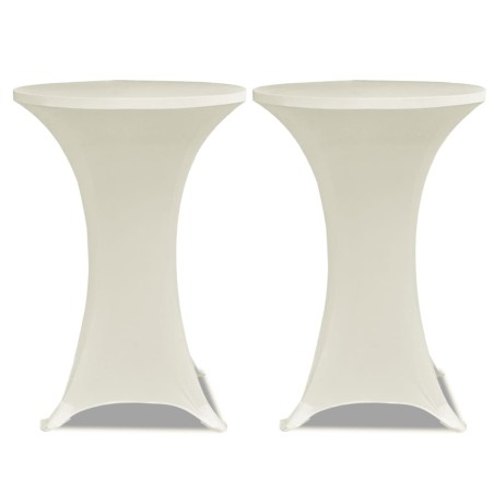 Copritavolo ?60 cm Crema Tessuto elasticizzato 2 pezzi