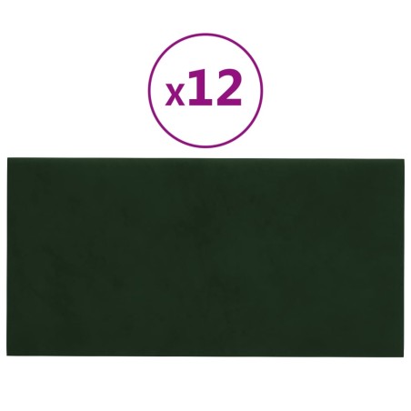 vidaXL Pannelli Murali 12 pz Verde Scuro 30x15 cm Velluto 0,54 m²