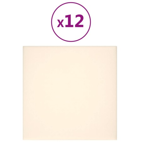 vidaXL Pannelli Murali 12 pz Crema 30x30 cm Velluto 1,08 m²