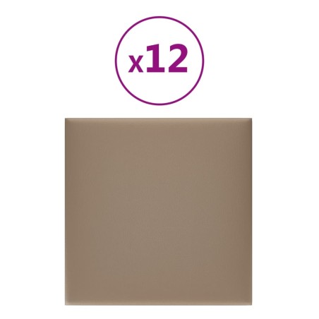 vidaXL Pannelli Murali 12 pz Cappuccino 30x30 cm Similpelle 1,08 m²