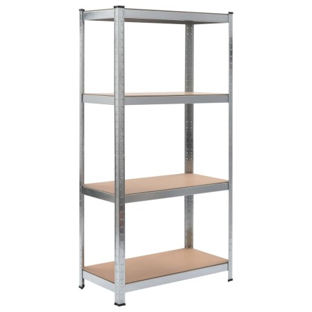 vidaXL Scaffali a 4 Ripiani 2 pz Argento Acciaio e Legno Multistrato