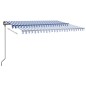 Tenda Automatica con Sensore Vento e LED 4,5x3 m Blu Bianca Tenda Automatica con Sensore Vento e LED 4,5x3 m Blu Bianca