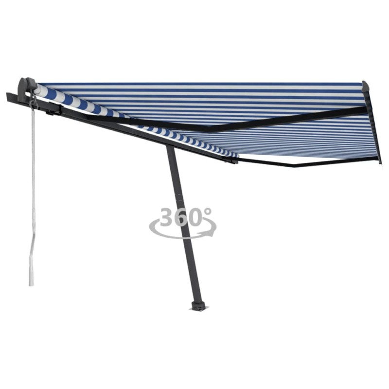 Tenda da Sole Autoportante Automatica 450x350 cm Blu Bianca Tenda da Sole Autoportante Automatica 450x350 cm Blu Bianca