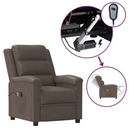 vidaXL Poltrona Massaggiante Elettrica Grigio Similpelle