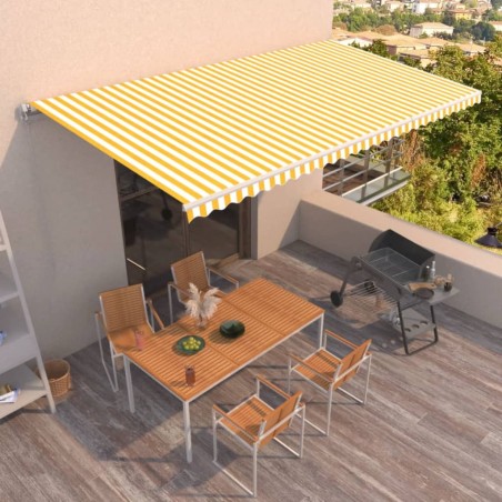 Tenda da Sole Retrattile Manuale 600x350 cm Giallo e Bianco