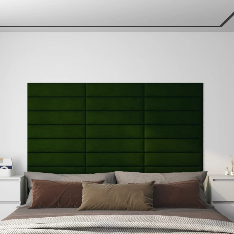 vidaXL Pannelli Murali 12 pz Verde Scuro 60x15 cm Velluto 1,08 m² vidaXL Pannelli Murali 12 pz Verde Scuro 60x15 cm Velluto 1,08 m²
