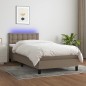 vidaXL Letto a Molle con Materasso e LED Tortora 90x190 cm in Tessuto vidaXL Letto a Molle con Materasso e LED Tortora 90x190 cm in Tessuto