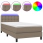 vidaXL Letto a Molle con Materasso e LED Tortora 90x190 cm in Tessuto vidaXL Letto a Molle con Materasso e LED Tortora 90x190 cm in Tessuto
