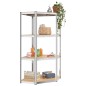 vidaXL Scaffali a 4 Ripiani 3 pz Argento Acciaio e Legno Multistrato vidaXL Scaffali a 4 Ripiani 3 pz Argento Acciaio e Legno Multistrato