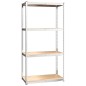 vidaXL Scaffali a 4 Ripiani 3 pz Argento Acciaio e Legno Multistrato vidaXL Scaffali a 4 Ripiani 3 pz Argento Acciaio e Legno Multistrato