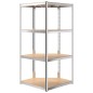 vidaXL Scaffali a 4 Ripiani 3 pz Argento Acciaio e Legno Multistrato vidaXL Scaffali a 4 Ripiani 3 pz Argento Acciaio e Legno Multistrato