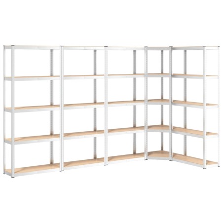 vidaXL Scaffali 5 Ripiani 5 pz Argento in Acciaio e Legno Multistrato