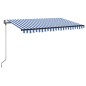 Tenda Automatica con Sensore Vento e LED 450x350 cm Blu Bianca Tenda Automatica con Sensore Vento e LED 450x350 cm Blu Bianca