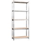 vidaXL Scaffali 5 Ripiani 2 pz Argento in Acciaio e Legno Multistrato vidaXL Scaffali 5 Ripiani 2 pz Argento in Acciaio e Legno Multistrato