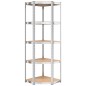 vidaXL Scaffali 5 Ripiani 2 pz Argento in Acciaio e Legno Multistrato vidaXL Scaffali 5 Ripiani 2 pz Argento in Acciaio e Legno Multistrato