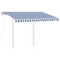 Tenda da Sole Retrattile Automatica Pali 3,5x2,5 m Blu e Bianca Tenda da Sole Retrattile Automatica Pali 3,5x2,5 m Blu e Bianca