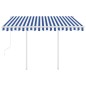 Tenda da Sole Retrattile Automatica Pali 3,5x2,5 m Blu e Bianca Tenda da Sole Retrattile Automatica Pali 3,5x2,5 m Blu e Bianca