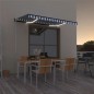 Tenda da Sole Retrattile Manuale con LED 350x250cm Blu e Bianca Tenda da Sole Retrattile Manuale con LED 350x250cm Blu e Bianca