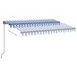 Tenda da Sole Retrattile Manuale con LED 350x250cm Blu e Bianca Tenda da Sole Retrattile Manuale con LED 350x250cm Blu e Bianca