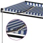 Tenda da Sole Retrattile Manuale con LED 350x250cm Blu e Bianca Tenda da Sole Retrattile Manuale con LED 350x250cm Blu e Bianca