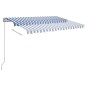Tenda da Sole Automatica LED Sensore Vento 3,5x2,5 m Blu Bianca