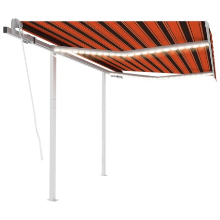 vidaXL Tenda da Sole con LED Sensore Vento 3,5x2,5 m Arancio Marrone