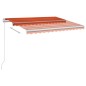 vidaXL Tenda da Sole con LED Sensore Vento 3,5x2,5 m Arancio Marrone