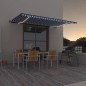 vidaXL Tenda Automatica con Sensore Vento e LED 500x350 cm Blu Bianca vidaXL Tenda Automatica con Sensore Vento e LED 500x350 cm Blu Bianca