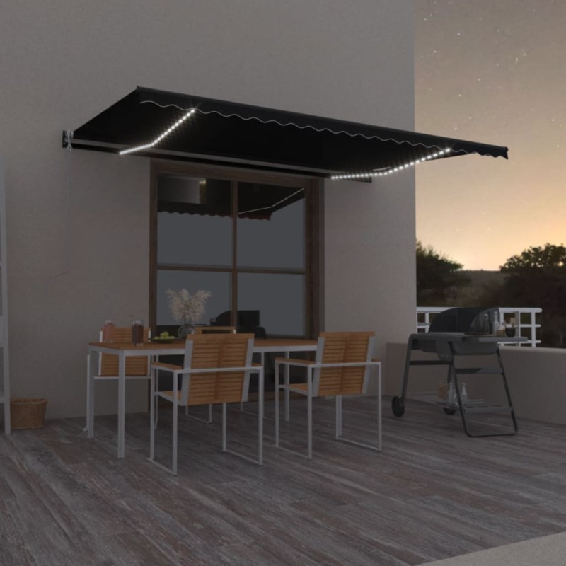 Tenda Automatica con Sensore Vento e LED 500x350 cm Antracite Tenda Automatica con Sensore Vento e LED 500x350 cm Antracite