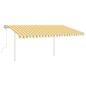 Tenda da Sole Retrattile Manuale con Pali 4x3m Gialla e Bianca Tenda da Sole Retrattile Manuale con Pali 4x3m Gialla e Bianca