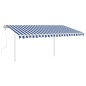 Tenda da Sole Retrattile Manuale con Pali 4,5x3 m Blu e Bianca Tenda da Sole Retrattile Manuale con Pali 4,5x3 m Blu e Bianca
