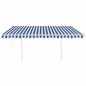 Tenda da Sole Retrattile Manuale con Pali 4,5x3 m Blu e Bianca Tenda da Sole Retrattile Manuale con Pali 4,5x3 m Blu e Bianca