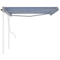 Tenda da Sole Retrattile Manuale con Pali 4,5x3 m Blu e Bianca Tenda da Sole Retrattile Manuale con Pali 4,5x3 m Blu e Bianca
