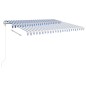 Tenda da Sole Retrattile Manuale con Pali 4,5x3 m Blu e Bianca Tenda da Sole Retrattile Manuale con Pali 4,5x3 m Blu e Bianca