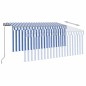 Tenda da Sole Retrattile Manuale con Parasole 3x2,5m Blu Bianca Tenda da Sole Retrattile Manuale con Parasole 3x2,5m Blu Bianca