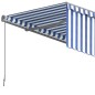 Tenda da Sole Retrattile Manuale con Parasole 3x2,5m Blu Bianca Tenda da Sole Retrattile Manuale con Parasole 3x2,5m Blu Bianca