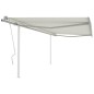 Tenda da Sole Retrattile Manuale con Pali 4,5x3 m Crema