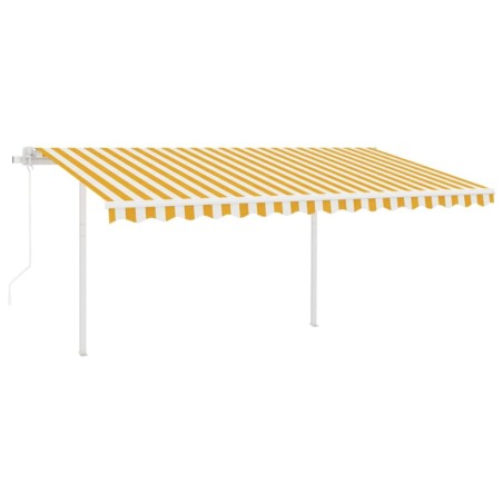 Tenda da Sole Retrattile Automatica Pali 4,5x3 m Gialla Bianca