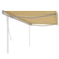 Tenda da Sole Retrattile Manuale con Pali 5x3 m Gialla e Bianca Tenda da Sole Retrattile Manuale con Pali 5x3 m Gialla e Bianca