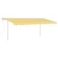 Tenda da Sole Retrattile Manuale con Pali 5x3 m Gialla e Bianca Tenda da Sole Retrattile Manuale con Pali 5x3 m Gialla e Bianca