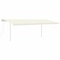 Tenda da Sole Retrattile Manuale con Pali 6x3m Crema Tenda da Sole Retrattile Manuale con Pali 6x3m Crema