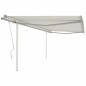 Tenda da Sole Retrattile Manuale con Pali 4x3,5 m Crema Tenda da Sole Retrattile Manuale con Pali 4x3,5 m Crema
