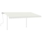 Tenda da Sole Retrattile Manuale con Pali 4x3,5 m Crema Tenda da Sole Retrattile Manuale con Pali 4x3,5 m Crema