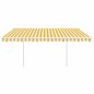 Tenda da Sole Retrattile Manuale con Pali 4x3,5 m Gialla Bianca Tenda da Sole Retrattile Manuale con Pali 4x3,5 m Gialla Bianca